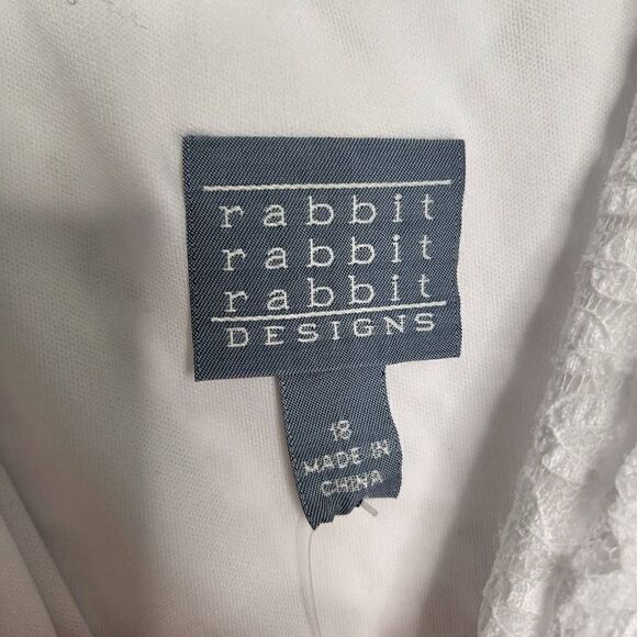 Rabbit Designs White Lace Asymmetrical Sleeveless Dress Size 18 - Picture 9 of 10